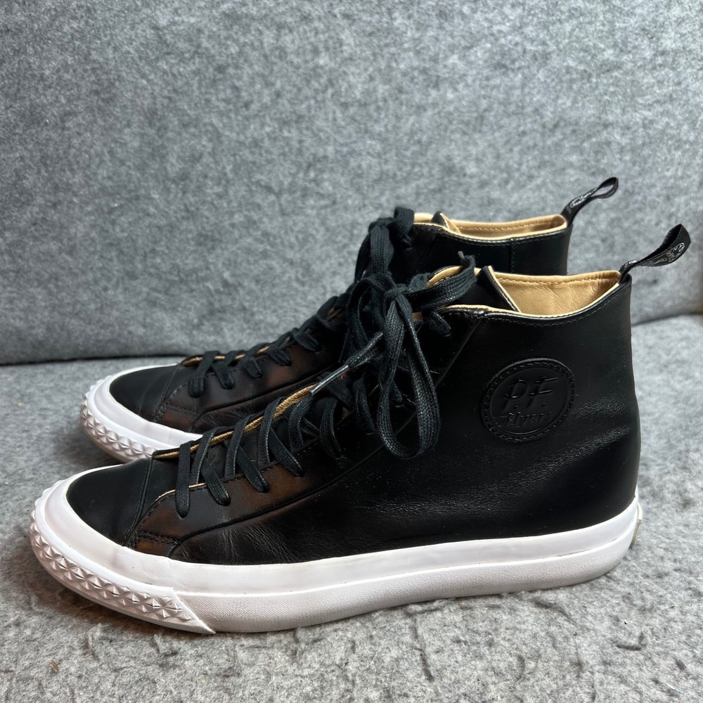 PF Flyers x Todd Snyder Grounder Black Leather High Top Sneakers Mens Size 10.5 - Picture 2 of 7